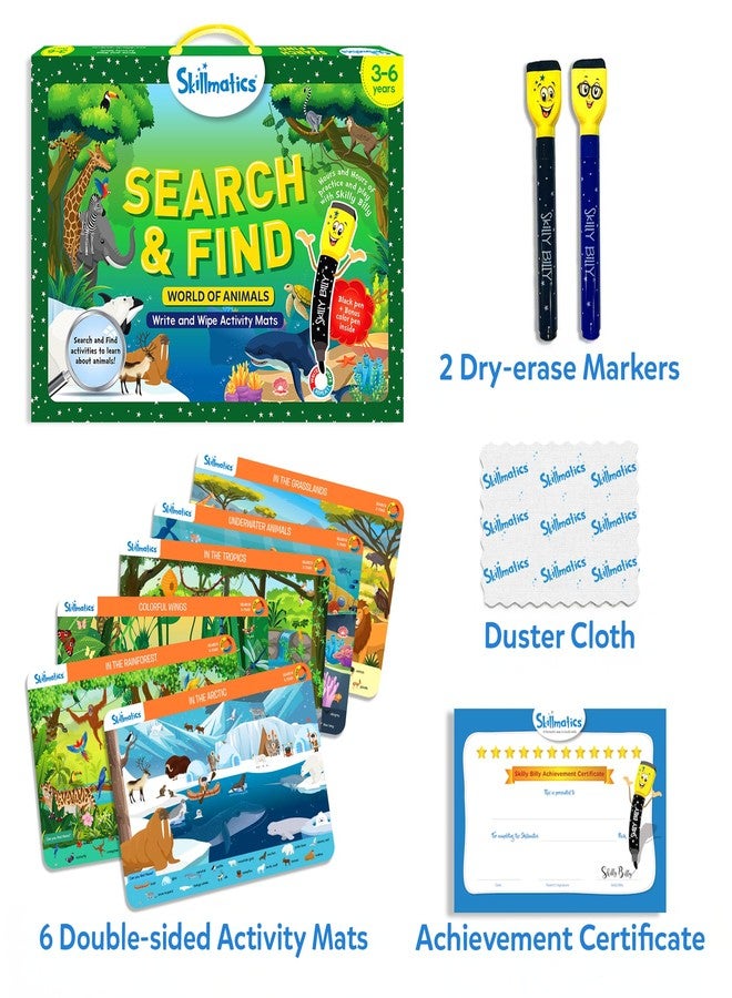Skillmatics Search and Find Animals Educational Game - Reusable Preschool Learning Activities, Perfect for Toddlers & Kids Who Love Toys, Art & Crafts, Builds Vocabulary, Gifts for Ages 3, 4, 5, 6 - Image 2
